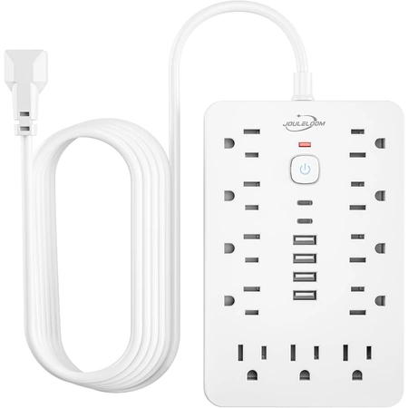 jouleloom 6 ft flat plug surge protector power strip.webp