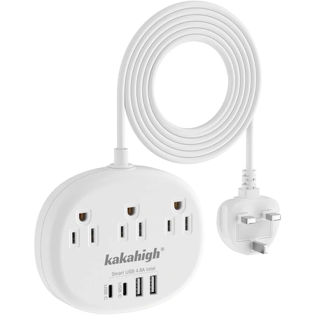 us to uk plug adapter with 3 outlets 4 usb ports.webp